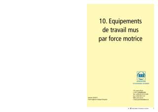 R10 Équipements de travail mus par force motrice – Recommandations de prévention